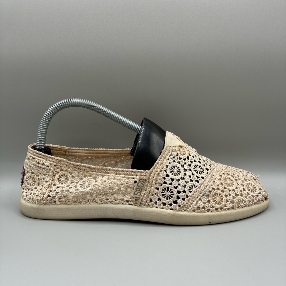 Bobs By Skechers Crochet Flats Women’s 8.5 Natural White Slip On Shoes